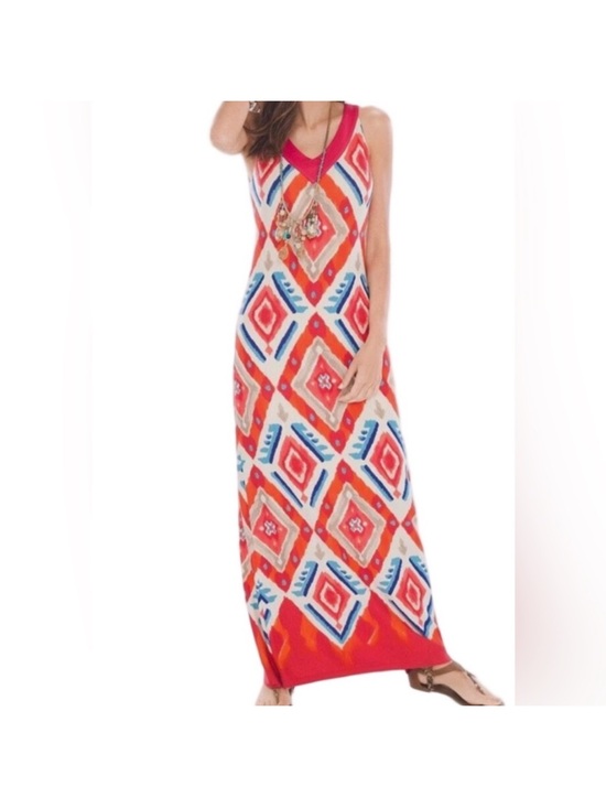 Chico's Dresses & Skirts - Chicos Geometric Colorful Ikat
Maxi Dress Size XL